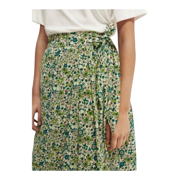 Scotch & Soda x Free People Skirt Women's S Green Floral Wrap Midi NWT - Picture 8 of 10